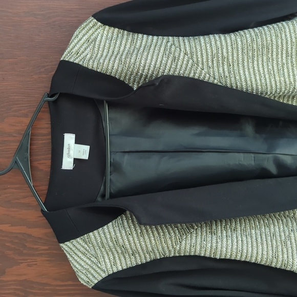 CJ Banks Black & Shimmery Gold Open Front Blazer Size 1X - Picture 3 of 6
